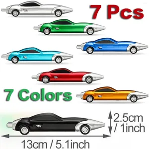 7st Cartoon Ball Point Pen 1.0mm Feil Blue Refill Ball Plastic Car Shape Toy Signature Writing Tool Office Office Office