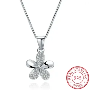 Hängselhalsband högkvalitativa smycken. Silverfärg S925 Halsband Clover Women's N064