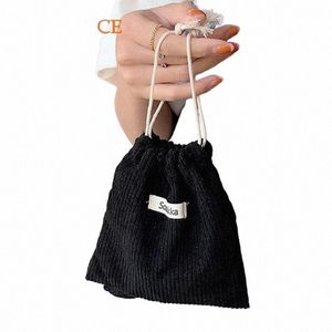 Вельветовая мини-сумка на шнурке Зимняя однотонная маленькая маленькая сумка для хранения Новый рождественский подарочный пакет Повседневная сумка для косметической помады 2023 O6II #