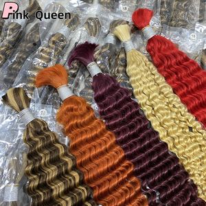 Full human hair Black hair blonde orange pink blue hair bundle deep wave ladies human hair European and American high-end brown Hair Bulks Burgundy Hair Extensions