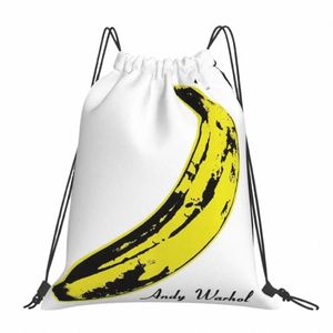 Andy Warhol Banana Veet Yeraltı Sırt Çantası Çekme Çantalar Drawstring Paket Cep Spor Çanta Kitap Çantası Erkek Kadın Okulu 11qm#