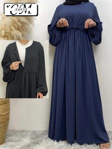 Abbigliamento etnico musulmano allentato Abaya nero per le donne Kimono Dubai Cerniera frontale Abito marocchino Abito lungo Jalabiyat Arabo Ramadan Donna Caftano