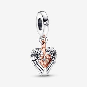 Celestial Compass Angel Wings Dangle Charm Pandoras 925 Srebrny Srebrny luksusowy urok zestaw Bransoletka Making Rose Gold Charms Designer Naszyjnik Wisior Oryginalne pudełko