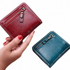 Borsa portamonete in pelle di lusso nuova da donna Borsa corta Borsa corta Tinta unita Piccola pochette da donna Portafoglio Feminina b8Bc #