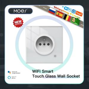 Controle wifi tuya smart 16a soquete painel de vidro Monitor de touch touch touch plug relé Modo de luz App Ajuste Ajuste App Aplicativo Alexa