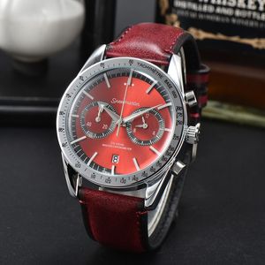 Mens New Designer Classic Five Needle Leather Watch Band Watch Business Mens Högkvalitativa Herrklocka Multi Funktionell tidskod Titta på hög kvalitetsklocka