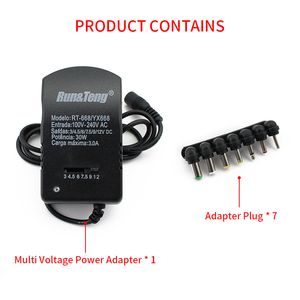 Justerbar strömförsörjning Adapter Multi -spänningsladdare AC 220V till 12V DC 9V 6V 7.5V 5V 3V Converter Adapter Plug 7 3A 30W EU US