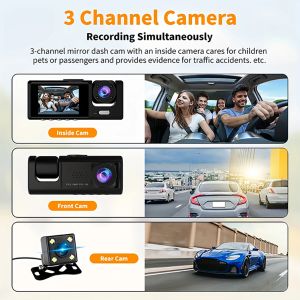 3 Kanal 1080p Dash Cam Arabalar için DVR WiFi Video Kaydedici Arka Görünüm Kamerası Araç Kara Kutu Araba Assecories Serbest Ayna