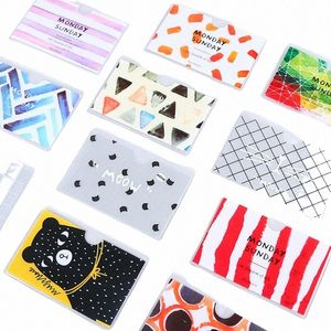 carto plastic translucent card sets holders animal pattern kid lady boys girls students school bus cards protecti case cover x05q#