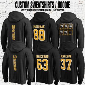 USA Hockey Club 88# Pastrnak Marchand Jeremy Swayman Fans Felpe sportive con marchio Felpe con cappuccio in pile