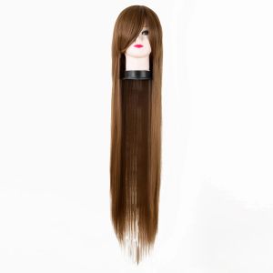 Wigs Cosplay Perfleisow Synthetische hitzebeständige 100 cm/40 Zoll langes gerader Auburn Haar Halloween Karneval Kostüm Haarstück