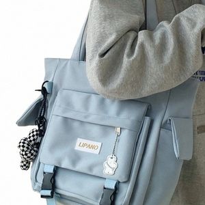 korean Ulzzang Shoulder Bag For Women Large-capacity Nyl Bag New 2023 Student Book Bag Cool Purses and Handbags Tote Bolso t4QM#