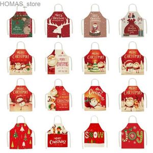 Aprons Hot New Christmas Party Room Decoration Kitchen Waterproof Apron Childrens Creative Cartoon Painting Anti-fouling Apron Bib Y240401