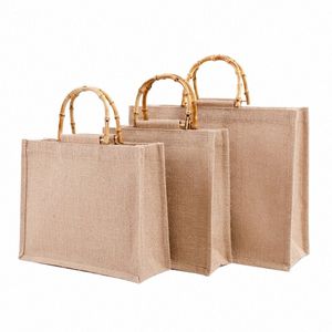 säckväv jute shop väska diy handväska flickor retro bärbara storstora påsar w6ft#