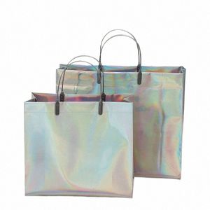 fi Borsa da negozio riutilizzabile in PVC laser Borsa spessa Borsa da spesa impermeabile Borsa da spesa portatile Borsa da donna Eco Shop D7rc #