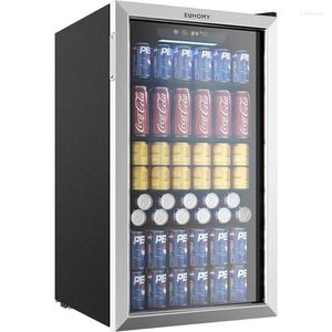 Kitchen Storage Beverage Refrigerator And Cooler 126 Can Mini Fridge With Glass Door Adjustable Shelves Perfect For Home/Bar/Office(Slive).