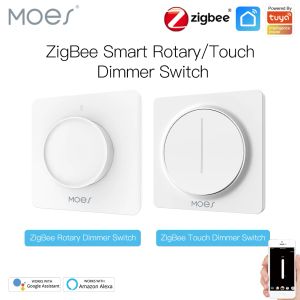 Управляйте новым интеллектуальным поворотным/сенсорным диммером ZigBee, приложением Smart Life/Tuya, пультом дистанционного управления, работающим с Alexa Google Voice Assistants EU