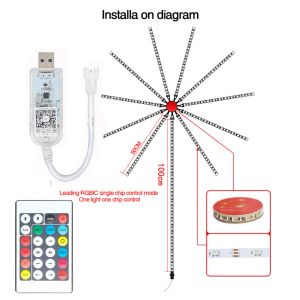 Firework Lights LED Strip Music Sound Sync Color Changing Remote Control LED Firework Light for Room Party Holiday Decoration