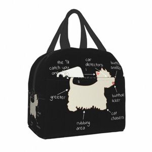 Westie Dog Anatomy Lunch Bag Mulheres Cooler Quente Isolado Bento Box para Student School West Highland White Terrier Lunch Bags U9AU #