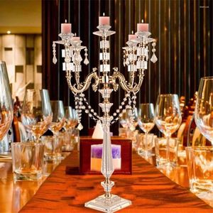 Candle Holders 5 Sets Of Acrylic With Crystal Pendants 77 Cm/30 Inches Height Marriage Wedding Center Decoration