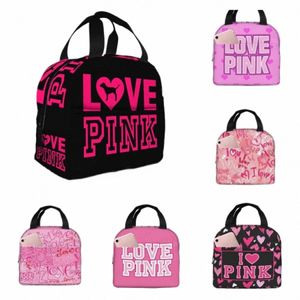 Amor rosa preto portátil isolado almoço saco impermeável tote bento sacos almoço tote para mulheres lancheira para trabalho escola piquenique r5y4 #