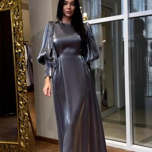 Casual Dresses Eid Sliky Satin Muslim Dress For Women Abaya Morocco Party Ramadan Lace-up Abayas Kaftan Islam Dubai Arab Long Robe 2024