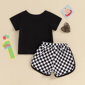 Clothing Sets Toddler Baby Boy Birthday Outfit One Two Letter Embroidery T-shirt Jogger Shorts Waffle Summer Clothes