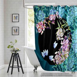 Duschgardiner lila blommig måne fjäril badrum fantasi modern tryckt vattentätt polyesterbadkar med 12 krokar