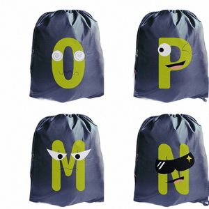 Creative Funny Alphabet Print DrawString Bag Ladies Storage Bag Women Fi Shop Bags Boys Girls Backpack Bookbag 03JP#