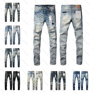 Herren-Designer-Jeans, lila Jeans, Herren-Damen, lila Marken-Jeans-Trends, Distressed Slim Fit, Motorrad-Mann-Stapeljeans, Baggy-Jeans, Loch-Blue-Jeans, Herren