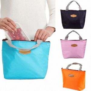 Lancheira Cam Picnic Lunch Bag Cor Sólida Portátil Isolado Refrigerado Saco Frio Food Cooler Thermal Bag Handbag Hot p19s #