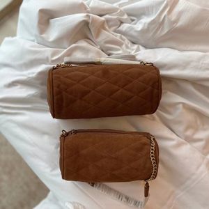 Classic Suede Leather Cylindrical Bag Designer Bag Luxury Clutch Handbag Elegant Lady's Fashion Cross Body Shoulder Bag Women's Party Bag Perfect Hardware & Details