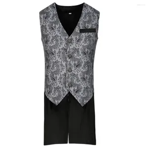 Men's Vests 2024 Medieval Long Gilet Retro Gothic Dress Vest Halloween Costume Sleeveless Outerwear Slim Up Coat