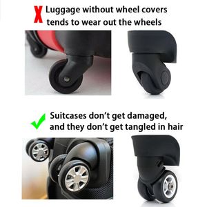 8 st/set silikon rese bagage caster skor resväska delar axlar reducera hjul slitage vagn lådor hjul täcker reducera buller