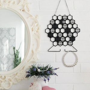 Jewelry Pouches Hanging Display Storage Rack Honeycomb Earring Wall Holder Organizer For Tradeshow Closet Selling Earrings Hoop Anklets