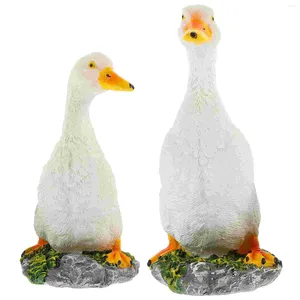 Garden Decorations 2 Pcs Artificial Simulated Duck Ornaments Models Decorative Animal Sculpture Resin Craft