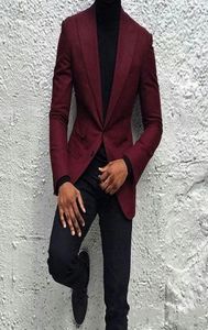 Borgonha ternos masculinos lapela repicada ternos de casamento dos homens dois botões casaco blazer jaqueta terno de baile traje hommes 2 peça coatpant3334027