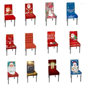 Sandalye Noel kapağı Noel Baba Baskı Elastik Streç Yemek Sandalyeleri Slipcover Koltuk Mutfak Ziyafet Noel Partisi Ev