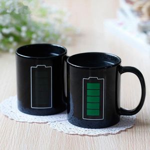 Tassen JBTP Batterie Magic Mug Positive Energie Farbwechsel Tasse Keramik Verfärbung Kaffee Tee Milch Neuheit Geschenke