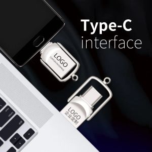 USB 3.0 Type-C Flash Drives 128 ГБ USB Stick 2 в 1 Высокая скорость U Диск для телефона /ПК с ручкой USB C Диск памяти 10 шт. Бесплатный логотип