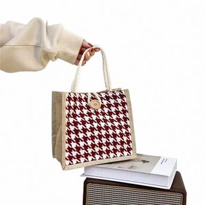 Ins lunchpåsar för kvinnor Houndstooth Small Lunch Bag Food Storage Tote Bag FuncTial Portable Travel Picnic Outdoor Lchera 12Hi#