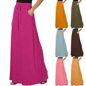 Skirts For Women Spring And Autumn City Leisure Skirt Ladies Solid Color Drawstring Tops