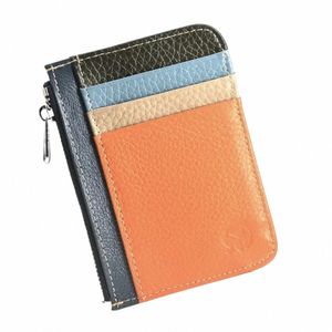 2024 High-End Texturyed Zipper Card Holder 100% Cowhide Leather Wallet Credit ID Card Holder Purse Mey Case For Men Women P8GD#