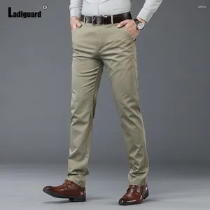 Men's Suits Plus Size Mens Elegant Pants 2024 European Fashion Zipper Men Stand Pockets Trousers Olive Green Business Pant