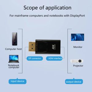 DP para conversor compatível com HDMI para PC TV Projector DisplayPort Male to 4K HDMI Compatível para fêmea DONGLE VÍDEO ADAPTOR DE ÁUDIO