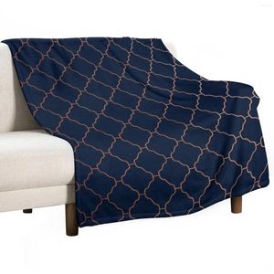 Blankets Navy Blue And Copper Seamless Pattern Throw Blanket Sofa Bed Quilt