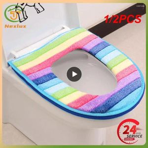 Toilet Seat Covers 1/2PCS Thick Coral Velvet Cover Set WC Luxury Soft Warm Zipper One / Two-piece Mat Waterproof Bathroom