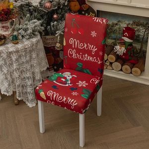 Chair Covers Christmas Printed Cover Stretch Santa Claus Winter Seat Spring Festival Slipcover For Home El