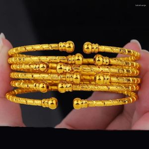 Bangle Ball 6st/Lot Dubai Bangles for Women 24k Gold Plated Color Jewelry Middle East Girls Bruden Etiopian Wedding Present