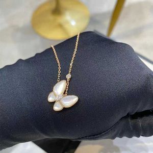 Brand originality 925 Sterling Silver Van White Beibei Butterfly Necklace Plated with 18K Rose Gold CNC Beimu Mother Pendant Collar Chain jewelry
